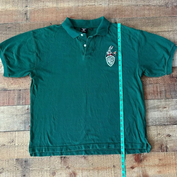 Vintage Warner Bros. Studio Store Green Polo Shirt Bugs Bunny Logo Embroidery - Picture 5 of 6